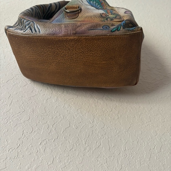 Anuschka | Women's Genuine Leather Hand-painted Butterfly Floral Shoulder Bag - Picture 8 of 15